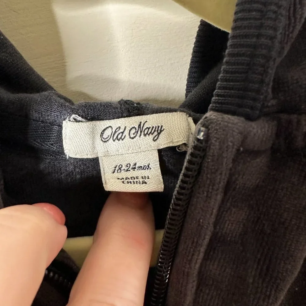 Old Navy Black Velvet Full Zip Jacket 18-24M